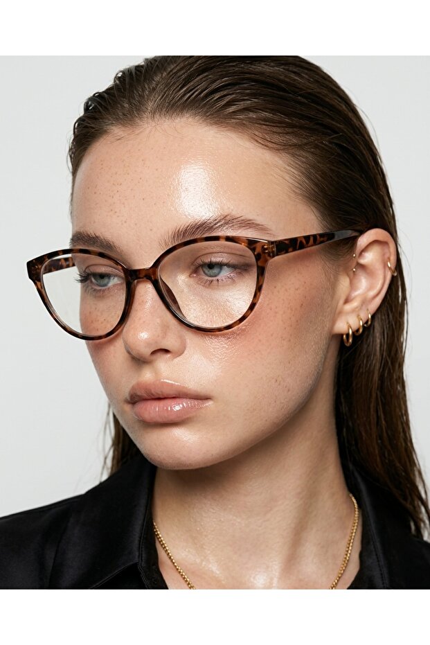 Dina Leopard Print Glass Changing Popular Cat Eye Blue Light Protection Glasses | 49 Ekartman