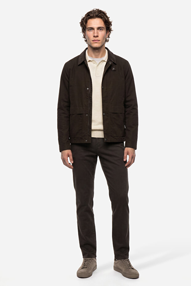 Men's Brown Slim Straight Fit Trousers