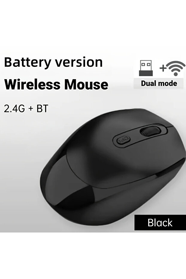 black CongdiWireless Silent Mouse Bluetooth-compatible 2.4G Dual Mode Battery Optical Mouse 1600 DPI