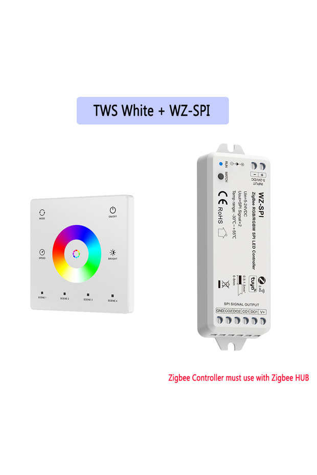 WZSPI TWS W 5V-24V Tuya Zigbee SPI LED Controller RGB RGBW IC WS2812B WS2811 TM1803 TM1804 SK6812 Pi