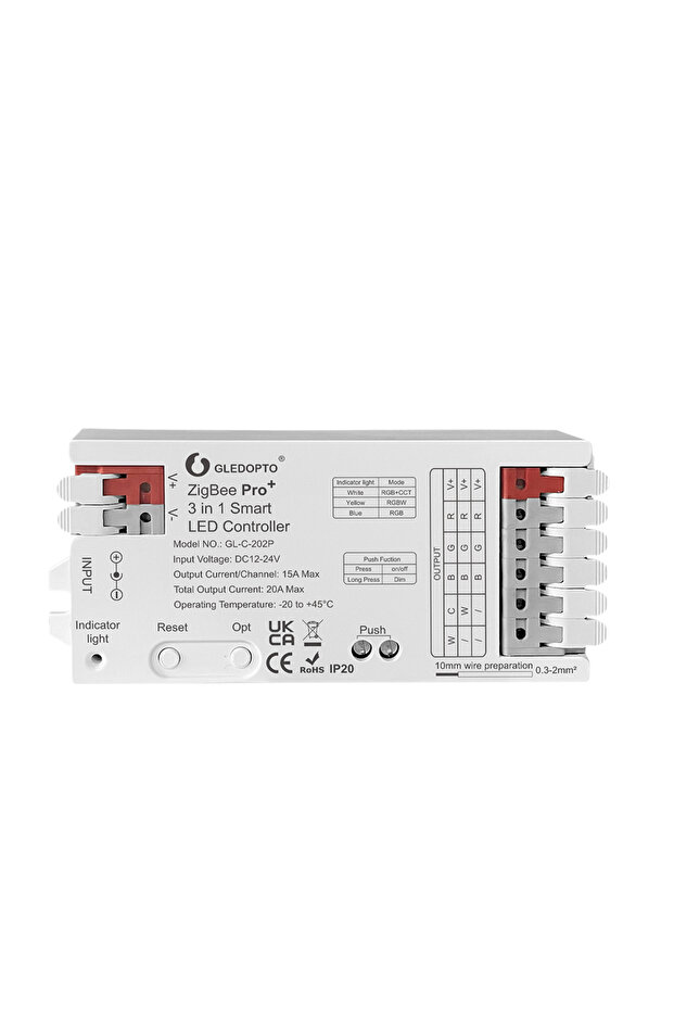 GL-C-202P GLEDOPTO ZigBee 3.0 Pro+ 3 in 1 RGBCCT/RGBW/RGB LED Strip Light Controller 20A Max H/ue Al