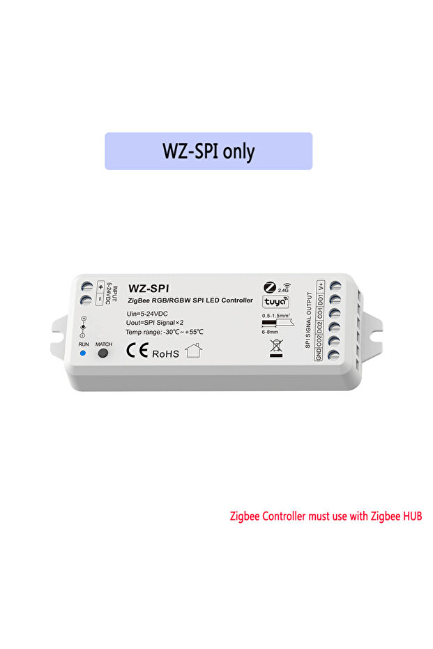 WZSPI 5V-24V Tuya Zigbee SPI LED Controller RGB RGBW IC WS2812B WS2811 TM1803 TM1804 SK6812 Pixel St