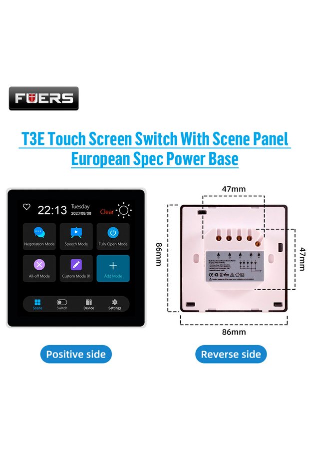 T3E Eu Switch FUERS Tuya Smart Control Panel Switch Smart Home Automation System 3CH Switch Scene Pa