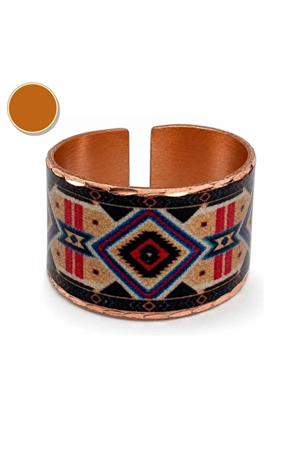 Green yellow china thick copper ring, adjustable