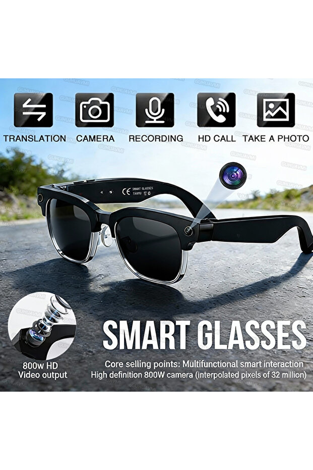 Black sunglasses 2026New 800W Pixel Camera Smart Glasses Men Video Recording AI Photo Recognition Bl