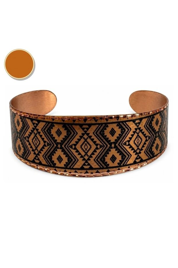 Copper black ivy thick copper bracelet, wide form