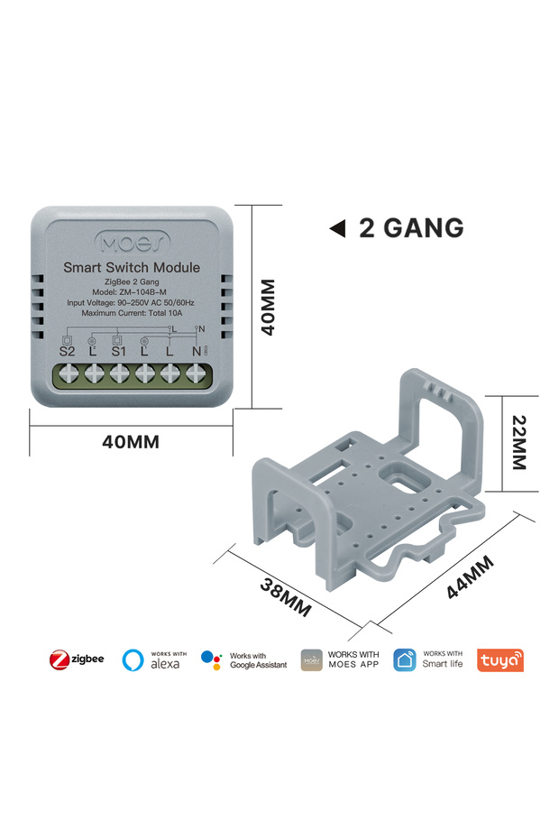 MOES Zigbee 2 gang Switch MOES Tuya Mini Smart Switch DIY Module WiFi Zigbee Light Switch 1/2 Gang A