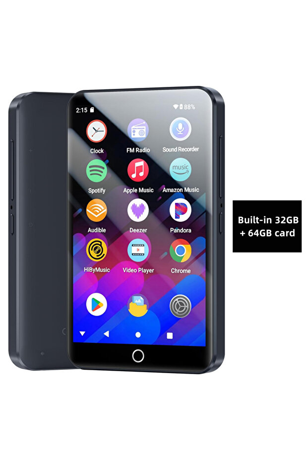 96GB black MECHEN Android 13 OS MP3 & MP4 Player with Bluetooth and WiFi, with 4" Touchscreen and S