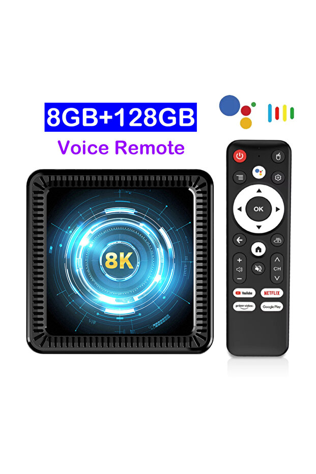 EU Plug 8G 128G Voice Remote TV Box Allwinner H618 8K Android 16 Smart TV Box Google Assistant 8K Vi