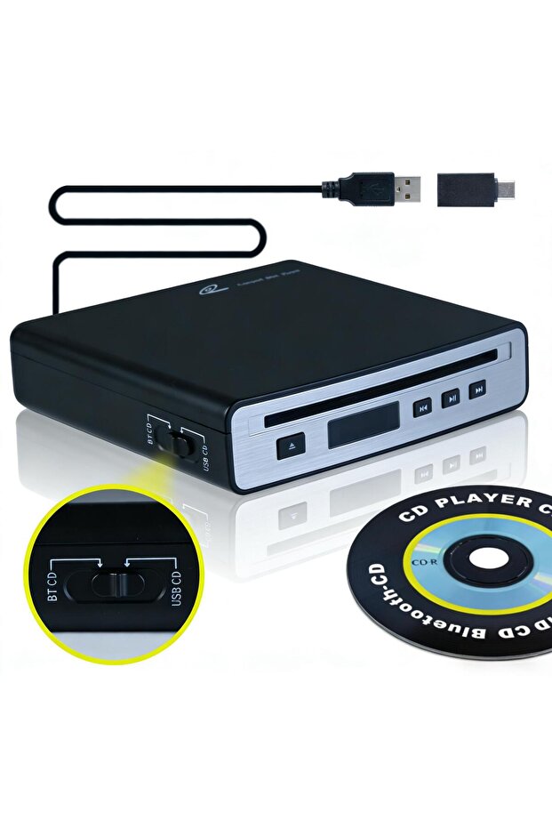 Car CD Player for Portable, External Car CD Player, Dual-Mode USB or Bluetooth CD Player with for Ca