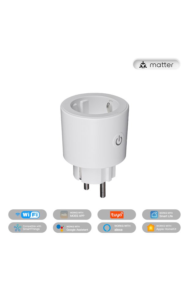 MOES matter EU16M MOES Smart EU/US/UK Plug Matter WiFi Socket 15/16A Timer Outlet Power Monitor Supp