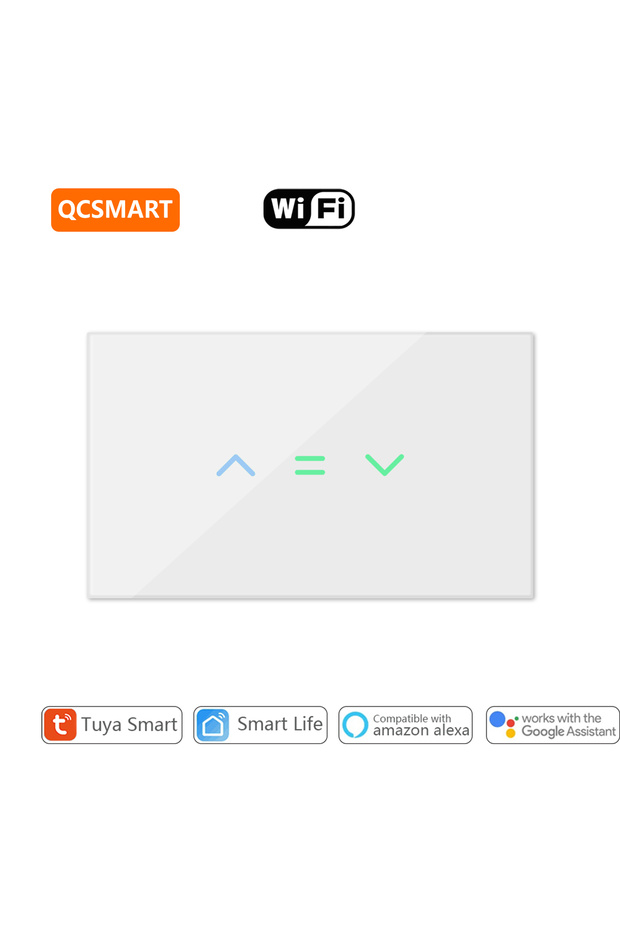 US Standard White QCSMART Roller Shutter Blinds Curtain Switch Backlight Luminous Tuya Smart Life Ap
