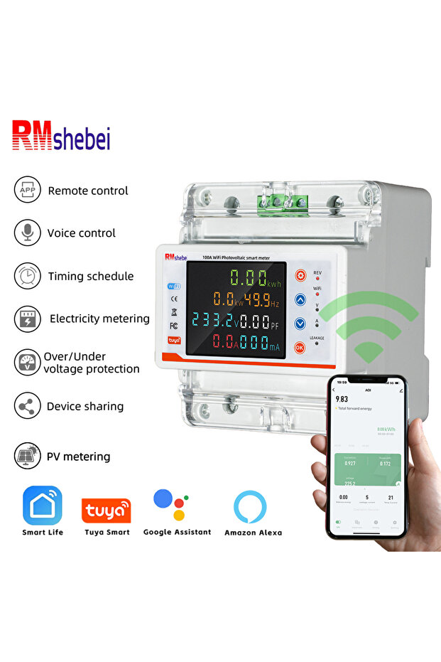 2 100A RMshebeiTuya Smart WiFi Circuit Breaker 4P100A Bidirectional Metering Overvoltage Undervolta