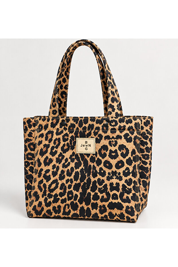 Lamine Denim Leopard Shoulder Bag