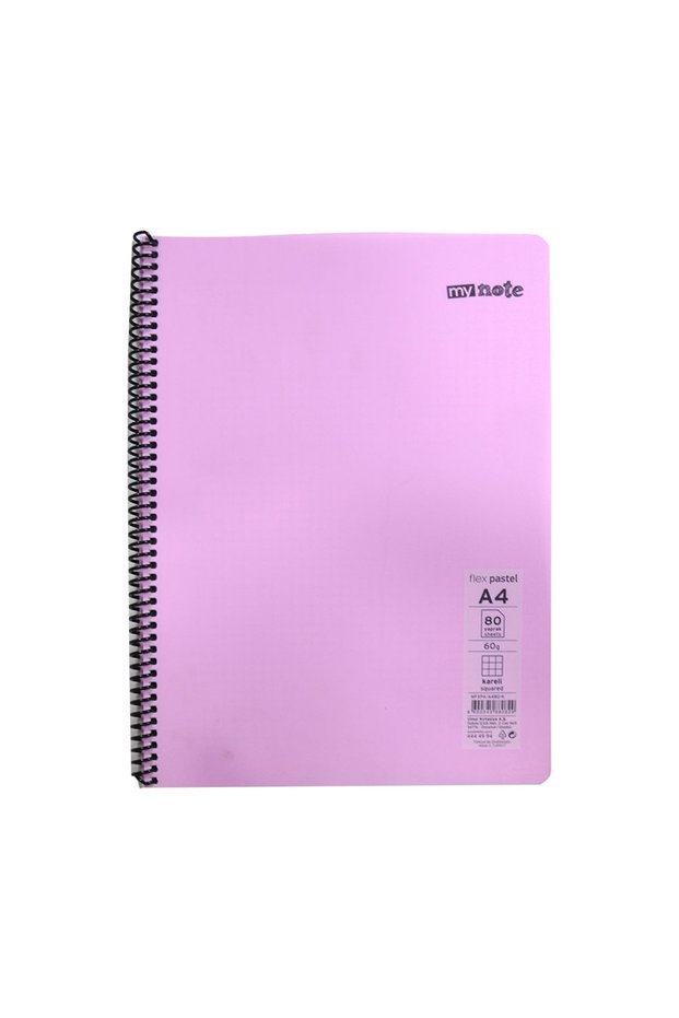 Flex Pastel Notebook A4 80 Yp Checkered - Pink