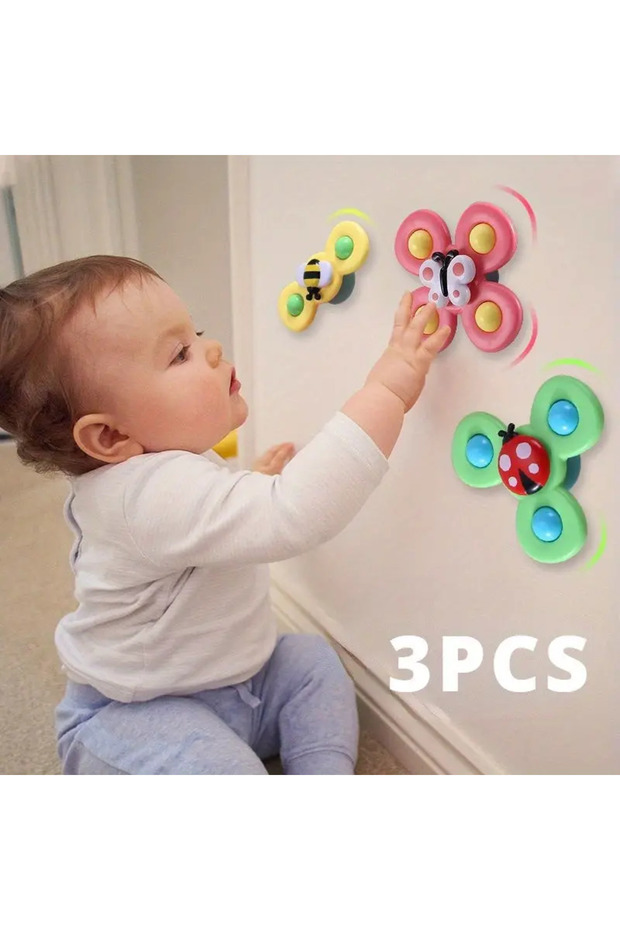 Childrens Interactive Bug Flower Suction Cup Top Toy Cartoon Suction Cup Spinning Baby Toy Education