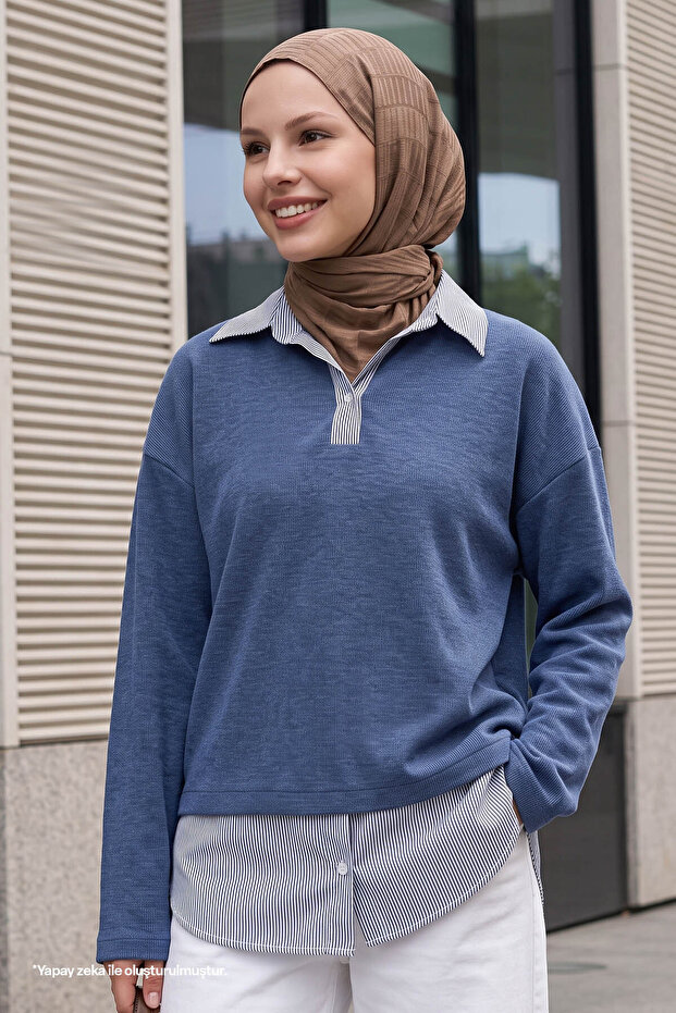 Garnili Selanik Fabric Indigo Sweat