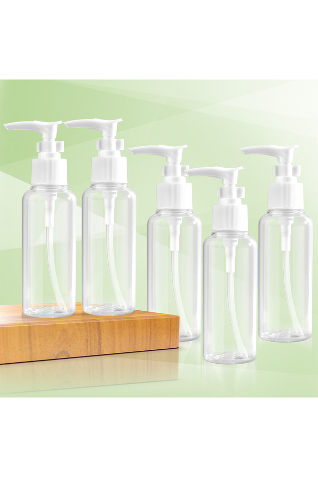 100ml 5pcs100ml 5pcs 100ml Thickened Plastic Transparent Buckle Pump Extrusion Bottle, Shampoo Showe