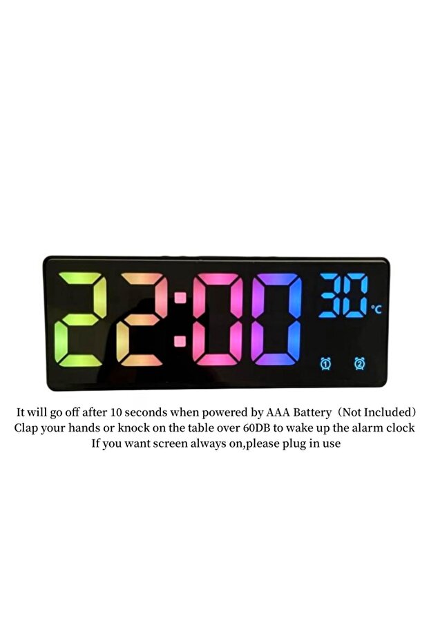 Colorful Blue Colorful Digital Alarm Clock Voice Control Temperature Date Dual Alarm Snooze Table Cl