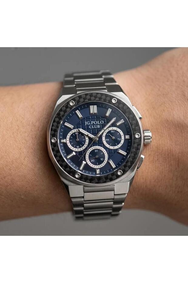 Men's Wristwatch Silver and Black Color, Blue Dial - Stylish Metal Band, 2 Years Warranty