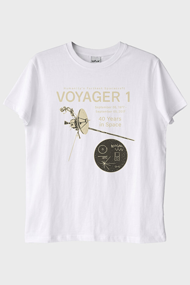 Space Exploration Themed Retro Voyager 1 Science White T-Shirt