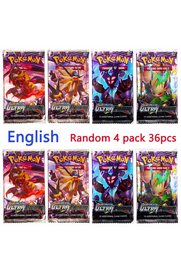 36pcs ULT English 4 Pack Pokemon Cards Team up Sun Moon Thunder English Trading Card Game Evolution