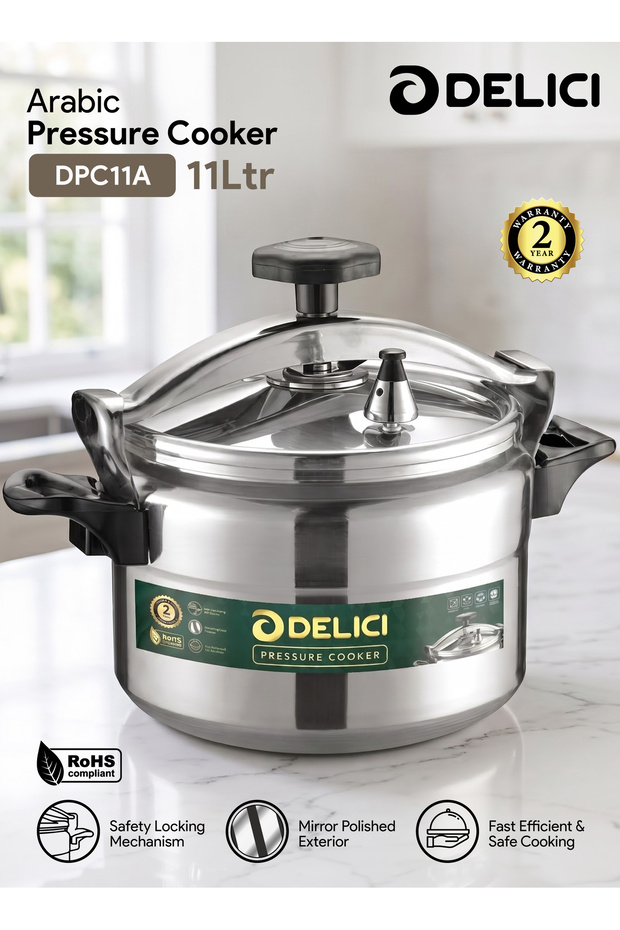 11L Aluminum Pressure Cooker DPC11A, Fast, Efficient, Safe Cooking Durable,Safety Lock,Arabic cooker