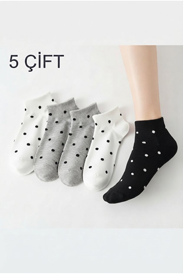 5'Çift Puanlı Half Socks Women's Sock Set