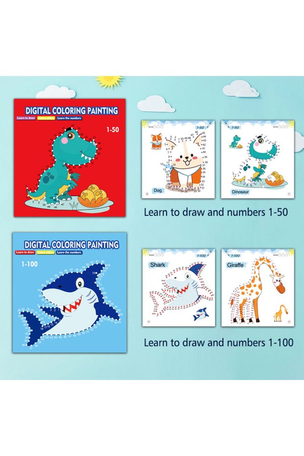 Num1-50 Num1-100 Line Drawing, Children's Doodle Books, Learning Numbers, Early Education to Improve