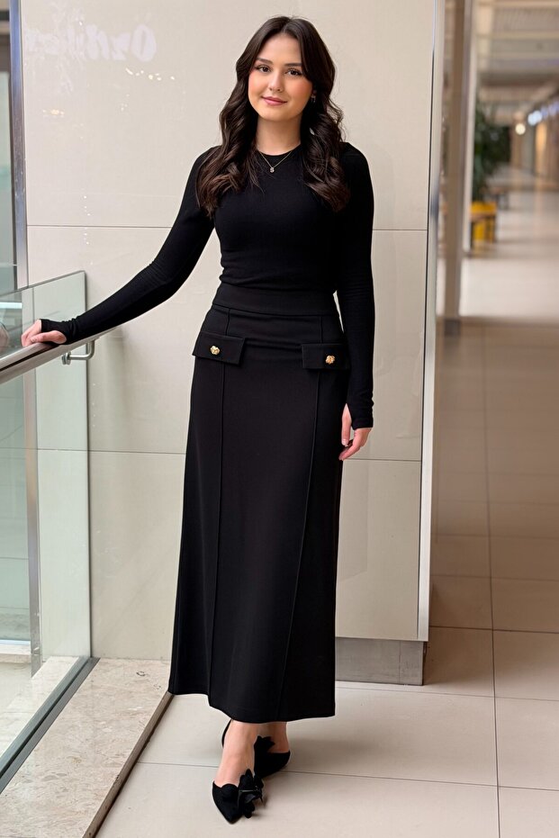 Sentez Nora Pocketed Narrow Skirt