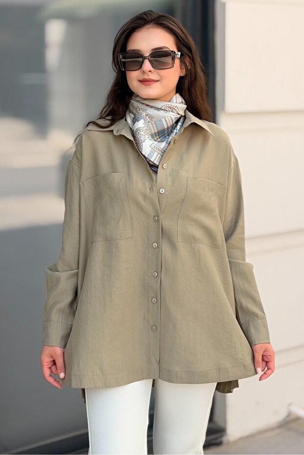 Miya Çift Cepli Oversize Gömlek