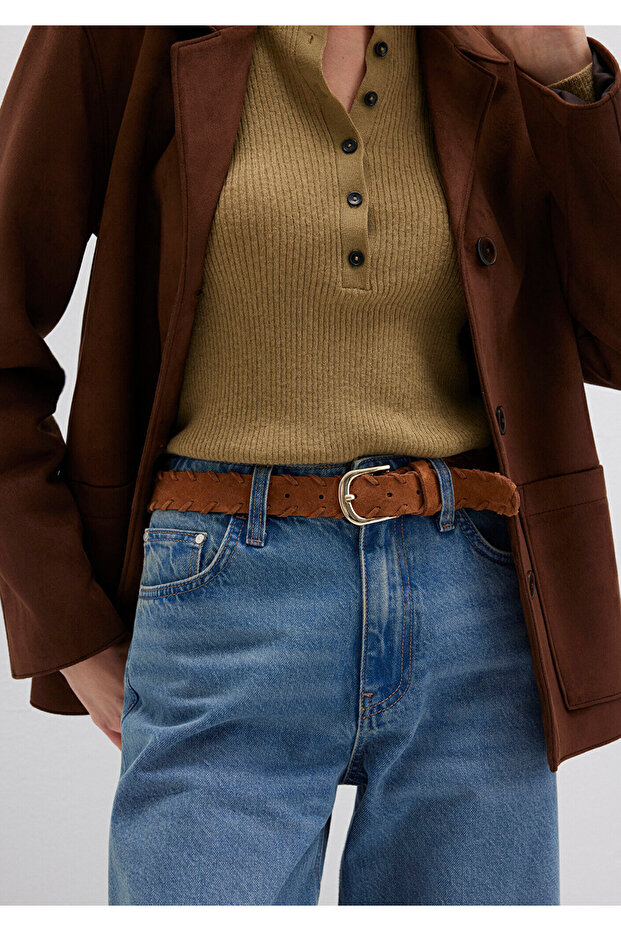 Brown Suede Leather Belt 1913565-70304