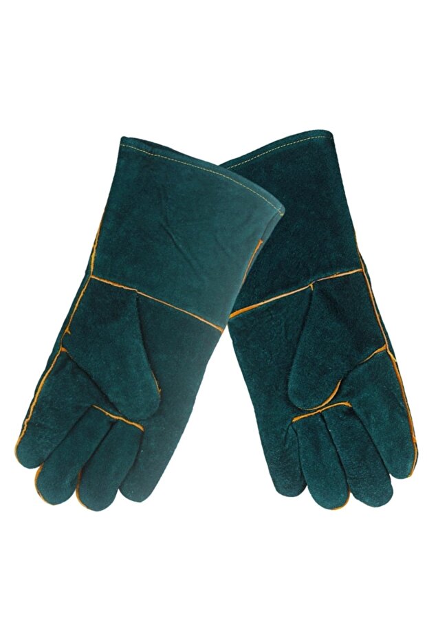 HJC135 Green 35cm Anti-Bite Safety Gloves Leather Pets Grip Biting Protective Gloves for Catch Dog C