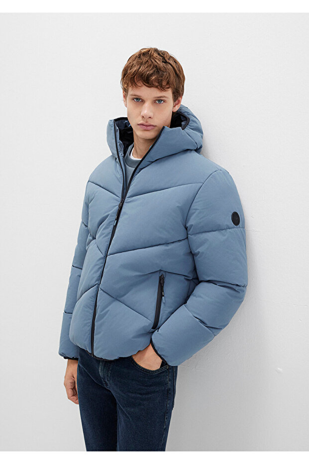 Hooded Blue Puffer Coat 0110360 -70782