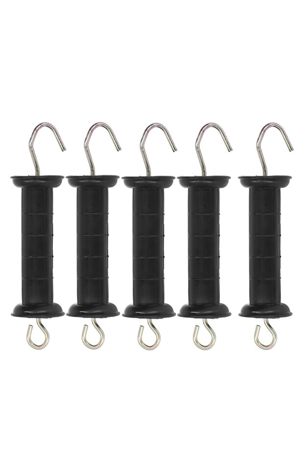 Bblack 5Pcs Electric Fence Handle Insulated Gate Grip Bar with Metal Hook For Farm Pasture Ranch ele