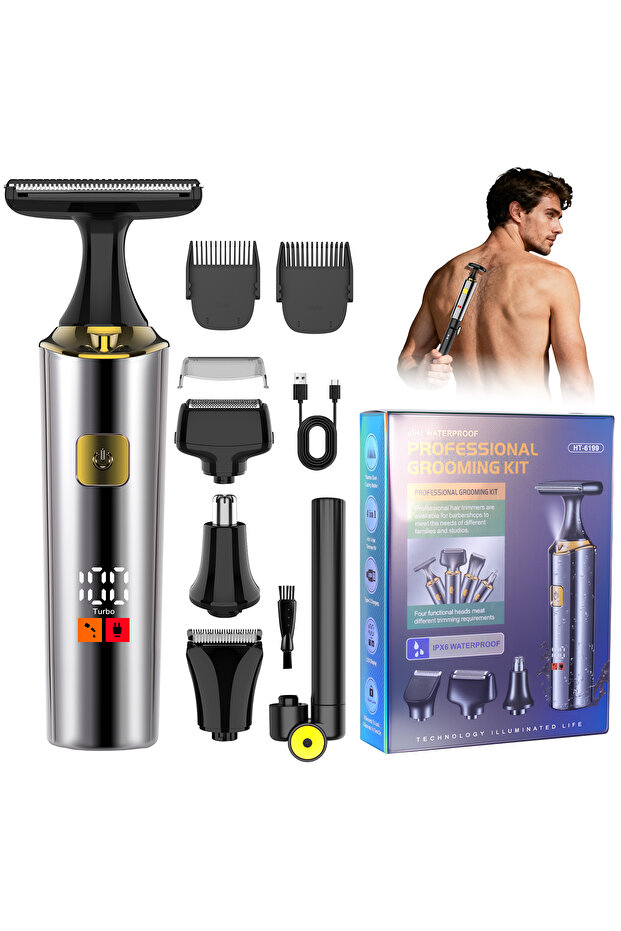 YELLOW Solimpia All In One Hair Trimmer for Men Digital Display Eyebrow Beard Trimmer Electric Wet/D