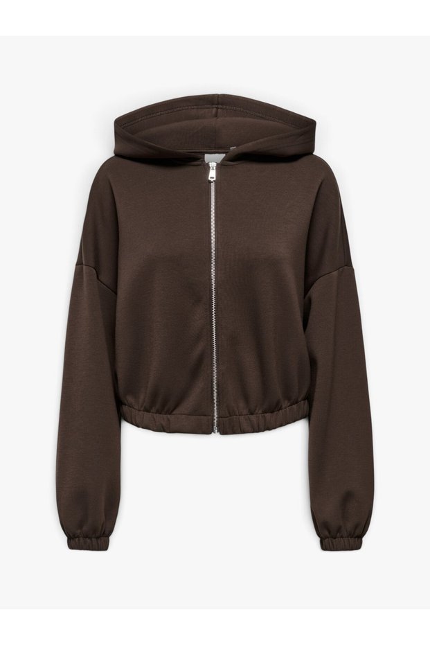 Onlscarlett L/S Zip-Hood Swt Women's Brown - 15346449
