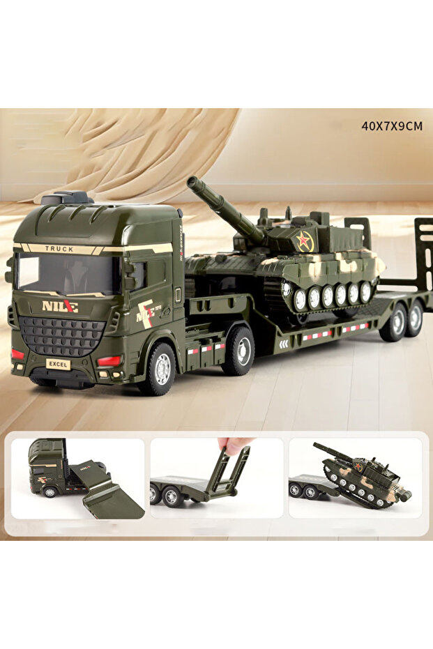 army green 1pcs Scale-Carrier Container Engineering Set Vehicle Excavator Transport Truck Model Iner