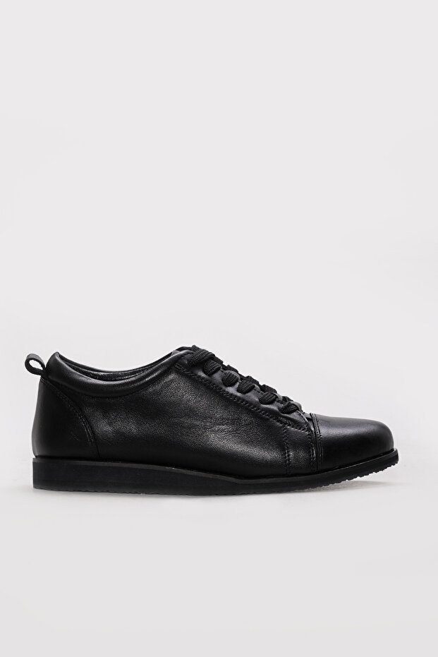 Genuine Leather Black Women's Casual Shoes 247Za01J-Eva