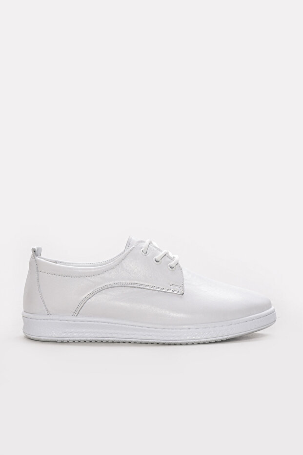 Genuine Leather White Women's Casual Shoes 313Za1016