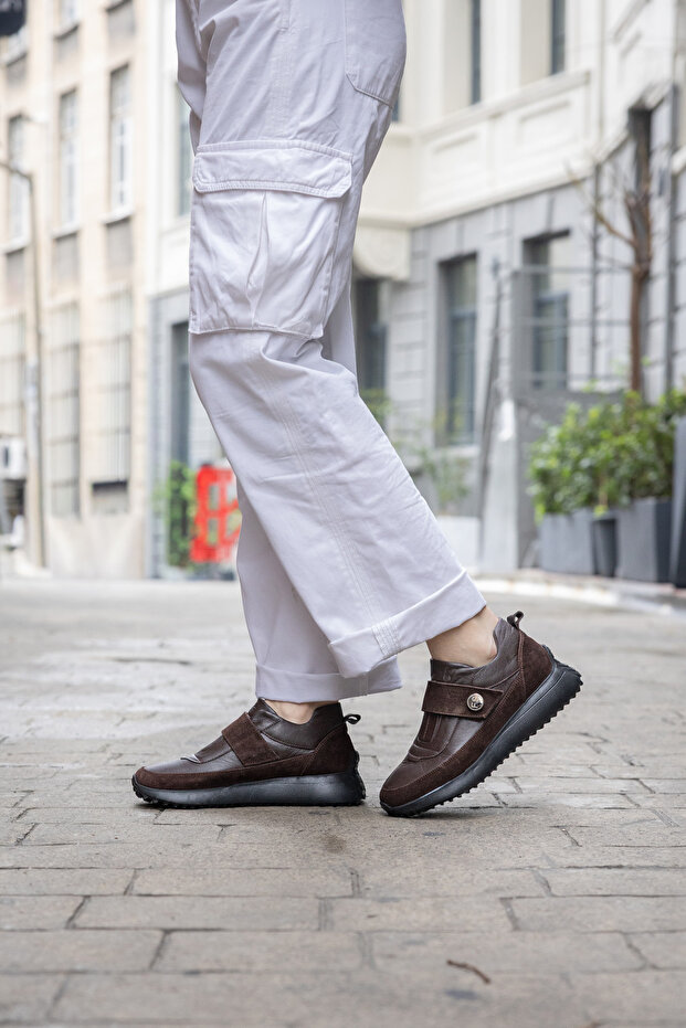 Genuine Leather Brown Suede Women's Casual Shoes 136Za910-10