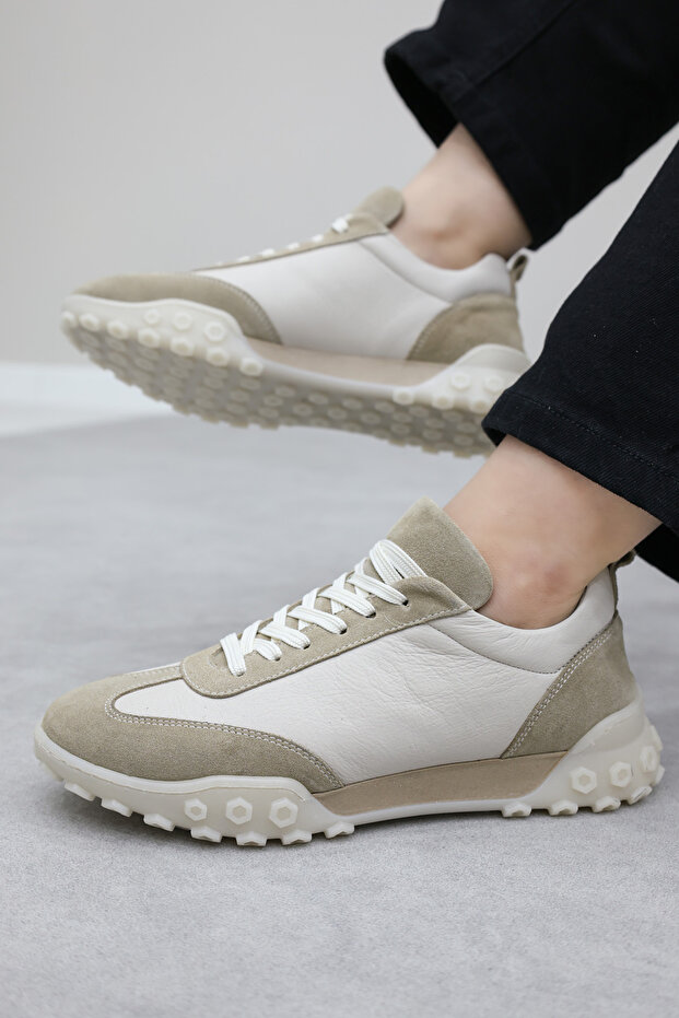 Genuine Leather Beige Beige Suede Women's Casual Shoes 169Za2403-5