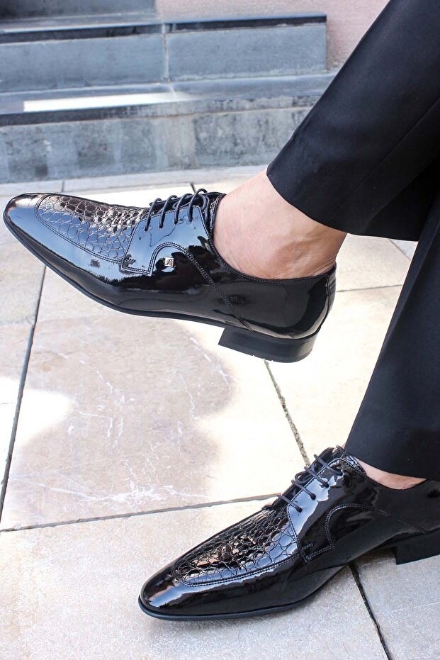Genuine Leather Black Patent Leather Men's Classic Shoes 278Ma2793