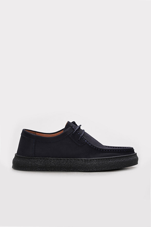 Genuine Leather Navy Blue Nubuck Men's Casual Shoes 781Ma254