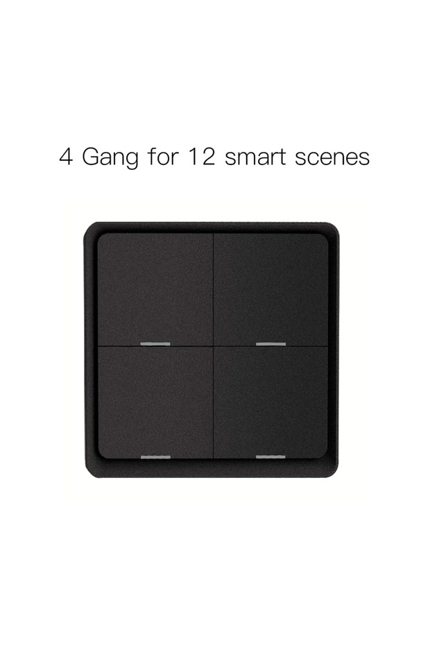 MOES 4 Gang Black MOES 4 Gang Tuya ZigBee Wireless 12 Scene Switch Push Button Controller Battery Po