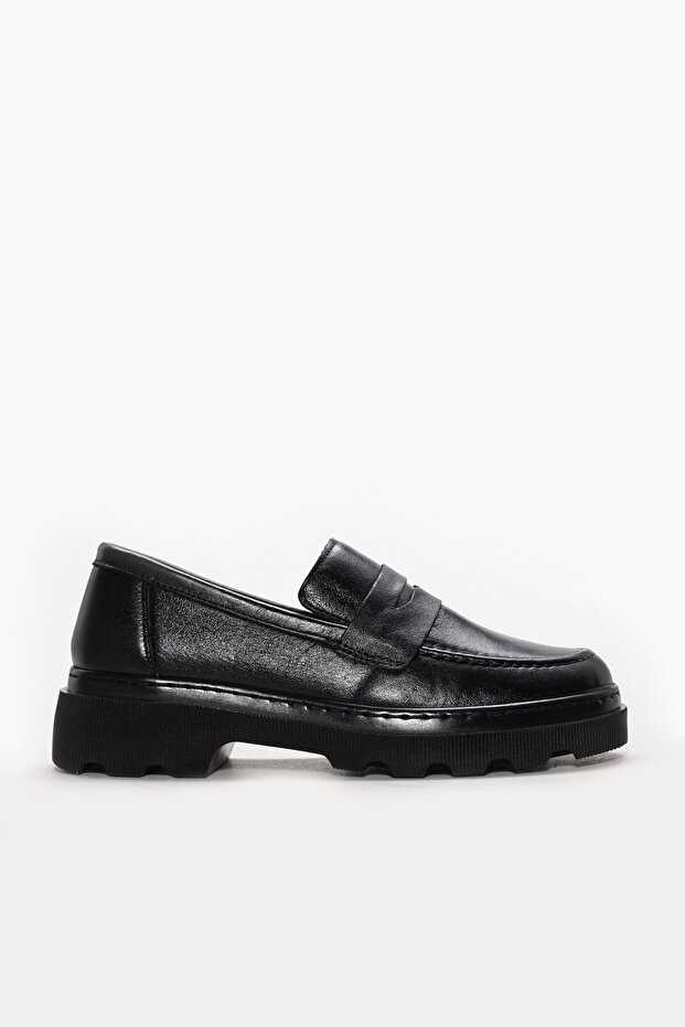 Genuine Leather Black Women's Casual Shoes 313Za1012
