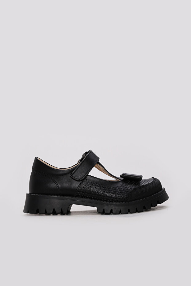 Genuine Leather Black Girls' Casual Shoes 157Xa033