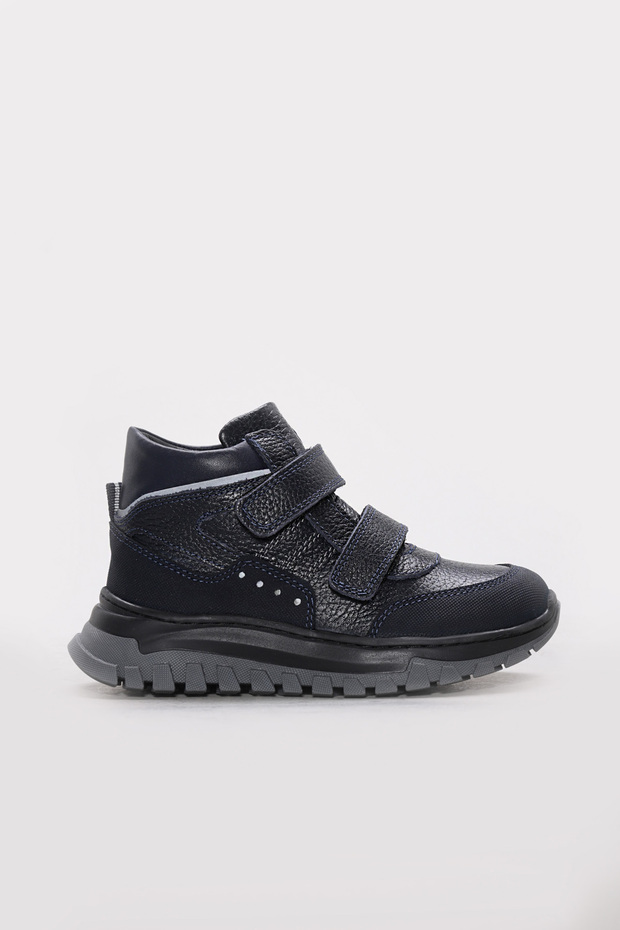 Genuine Leather and Fur Navy Blue Boys' Classic Boots 612Kfa1586-2