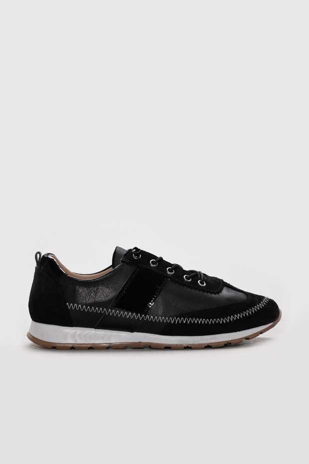 Genuine Leather Black Suede Women's Casual Shoes 304Za9742