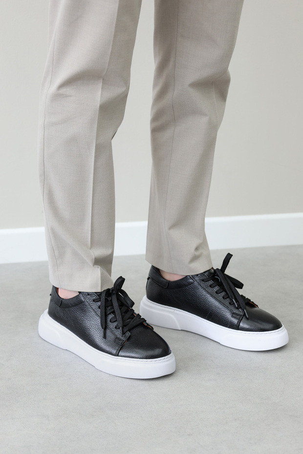 Genuine Leather Black White Men's Casual Shoes 401Ma777